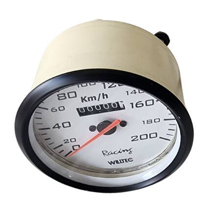 Imagem de Velocímetro Mecânico 0-200 Km/h W=0,5 100mm Branco Racing