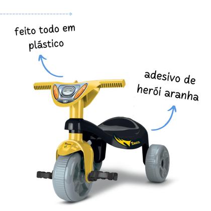 Imagem de Velotrol infantil triciclo andador motinha mini moto toca motoquinha branco e vermelho super patrol