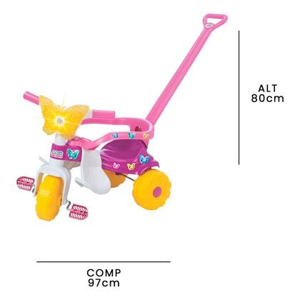 Imagem de Velotrol Triciclo Infantil Motinho Motoca Butterfly com Luz Magic Toys Cor Rosa