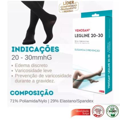 Imagem de Venosan legline 7/8 agh 20 30 mmhg pe fechado preto