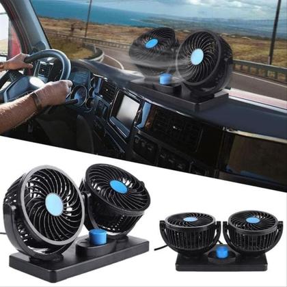 Imagem de Ventilador 12v Automotivo Duplo Com Ajuste Carro Caminhão