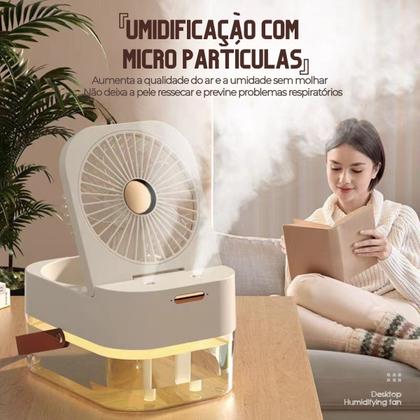Imagem de Ventilador 2 em 1 com Umidificador Duplo Portátil de Mesa Entrada tipo C