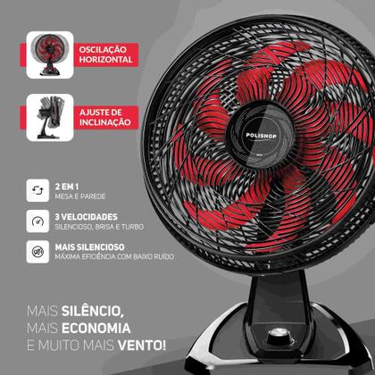 Imagem de Ventilador 2 em 1 de Mesa e Parede Polishop 50cm
