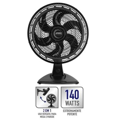 Imagem de Ventilador 2 em 1 Mesa e Parede Arno X-Treme 6 VE60 140W 127 Volts Preto