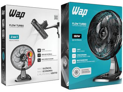 Imagem de Ventilador 2 em 1 Wap Flow Turbo 50cm 8 Pás 3 Velocidades Preto e Cinza