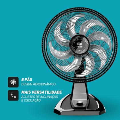 Imagem de Ventilador 50cm de Mesa e Parede 2 em 1 Wap Flow Turbo Potente 180w 8 Pás Silencioso Econômico 3 Velocidades Voltagem 110v