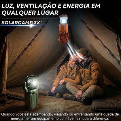 Imagem de Ventilador Acampamento Portátil Recarregável Com Lanterna Led