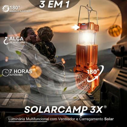 Imagem de Ventilador Acampamento Portátil Recarregável Com Lanterna Led