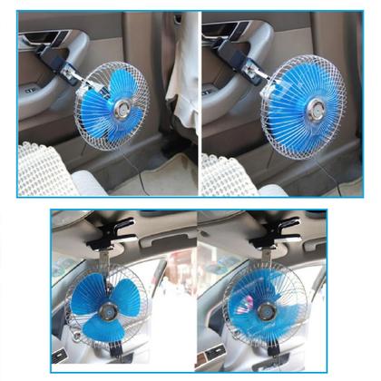 Imagem de Ventilador Automotivo 12V Para Caminhão Carro Van Ajustável com Garras de Suporte Potência 24W