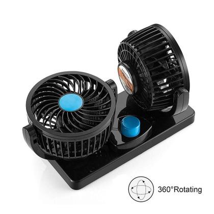 Imagem de Ventilador Automotivo Duplo Rotativo Ajustavel Veicular Carro Van E Onibus 12V
