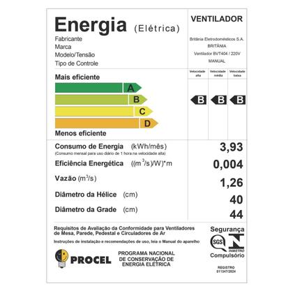 Imagem de Ventilador Britânia Tecnologia Maxx Force 150W BVT404