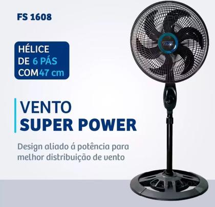 Imagem de Ventilador Chão Solaris Fs1608 Preto Com 6 Pás De Plástico, 50 cm De Diâmetro 60 Hz