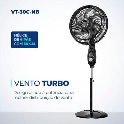 Imagem de Ventilador Coluna Mondial - Turbo 06 Pás - Vt-30c-nb Vent 30cm Vt-30c-nb 127v/60hz Turbo Coluna