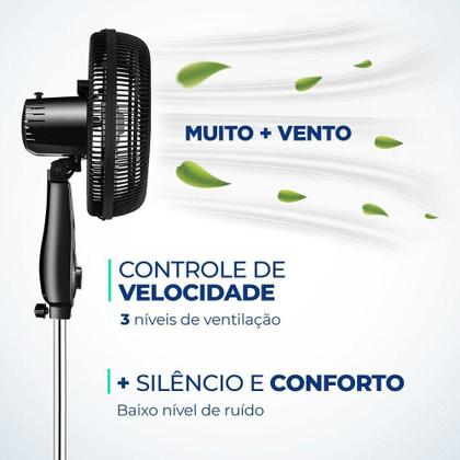 Imagem de Ventilador Coluna Mondial - Turbo 06 Pás - Vt-30c-nb Vent 30cm Vt-30c-nb 127v/60hz Turbo Coluna