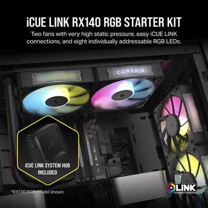 Ventilador Corsair iCUE Link RX140 RGB 140 mm PWM com hub de