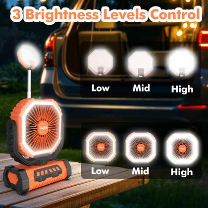 Imagem de Ventilador de Camping Lollyes Recargable 20000mAh con Linterna LED Naranja