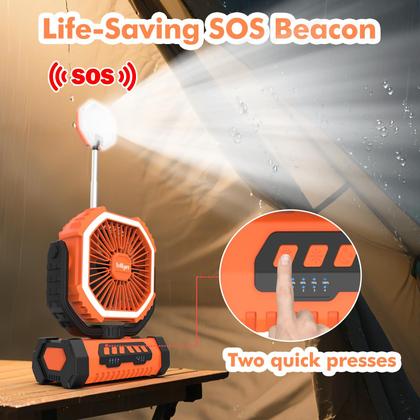 Imagem de Ventilador de Camping Lollyes Recargable 20000mAh con Linterna LED Naranja