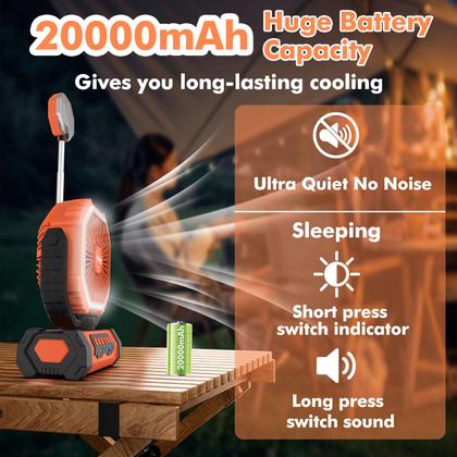 Imagem de Ventilador de Camping Lollyes Recargable 20000mAh con Linterna LED Naranja