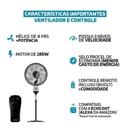 Imagem de Ventilador De Coluna 50Cm Flow Turbo 127V Com Controle