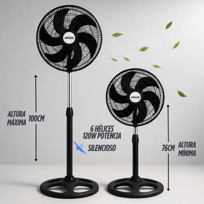 Imagem de Ventilador de Coluna Argos 30cm 120W 110V ou 220V  3 Velocidades, Regulável, Oscilante e Silencioso
