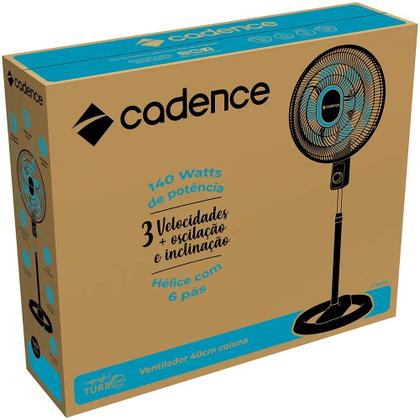 Imagem de Ventilador de Coluna Cadence Refresh Turbo Pro VTR830 3 Veloc. 140W - Preto e Azul