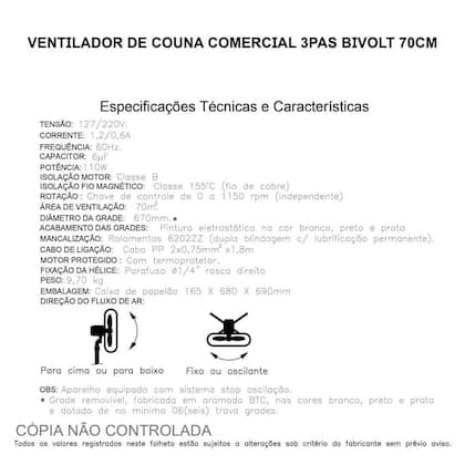 Imagem de Ventilador de Coluna Comercial 3 Pás Bivolt Q670c 70cm Qualitas