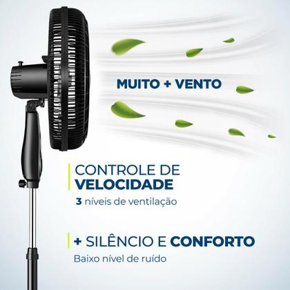 Imagem de Ventilador de Coluna Mondial Super Turbo Tech 40cm 8 Pás 140W 220V Preto/Prata - VTX-40C-8P-CR