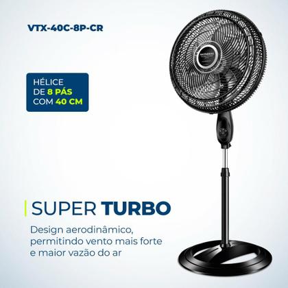 Imagem de Ventilador de Coluna Mondial Super Turbo Tech 40cm 8 Pás 140W 220V Preto/Prata - VTX-40C-8P-CR