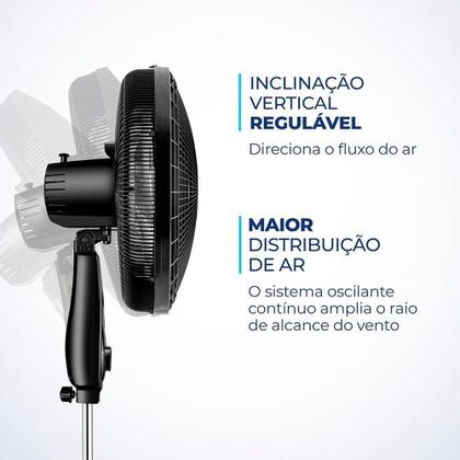 Imagem de Ventilador de Coluna Mondial VSP-40C Super Power - com 3 Velocidades, Modo Silencioso, Preto/Prata