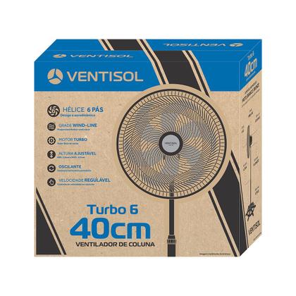 Imagem de Ventilador de Coluna Oscilante Turbo 6 Pás 40cm - Preto / Cinza