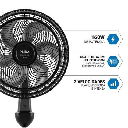 Imagem de Ventilador de Coluna Philco PVC41B C/ Controle Remoto, 6 Pás 160W - Preto