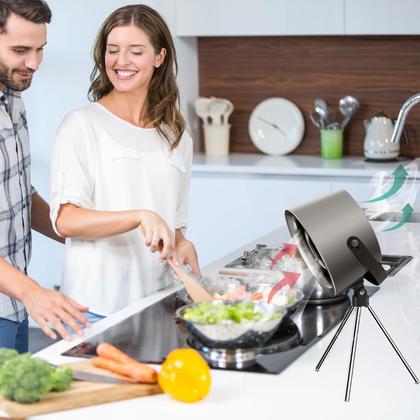 Imagem de Ventilador de Exaustão Portátil para Cozinha - Modelo Desktop Preto