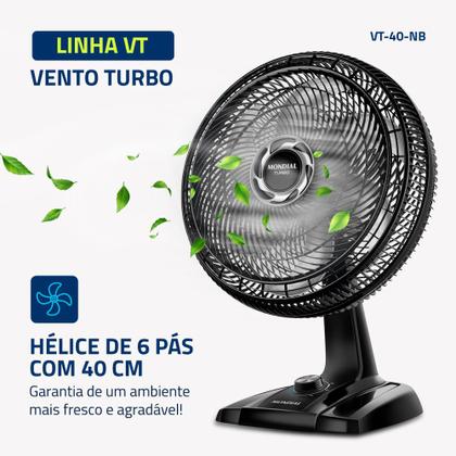 Imagem de Ventilador de Mesa 40cm Turbo Mondial Preto e Prata 140W VT-40-NB