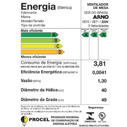 Imagem de Ventilador de Mesa Arno VE70 X-treme 40CM 7 Pás Preto e Azul 220V