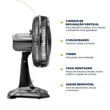 Imagem de Ventilador De Mesa Britânia BVT301 60W Maxx Force Preto 220V