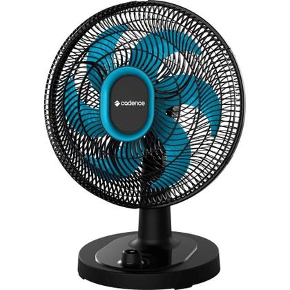 Imagem de Ventilador de Mesa Cadence Refresh Turbo Pro 6 Pás Preto e Azul VTR420 127V