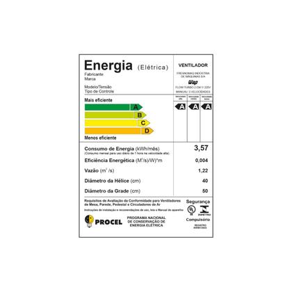 Imagem de Ventilador de Mesa e Parede Silencioso 127V 180W 8 Pás 50cm Wap Flow Turbo