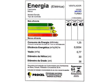 Imagem de Ventilador de Mesa Mallory 30cm Turbo Compact 6 Pás 3 Velocidades