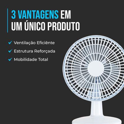 Imagem de Ventilador de Mesa Mini 20 cm Turbo Potente 3 Pás com Inclinação Vertical 25W