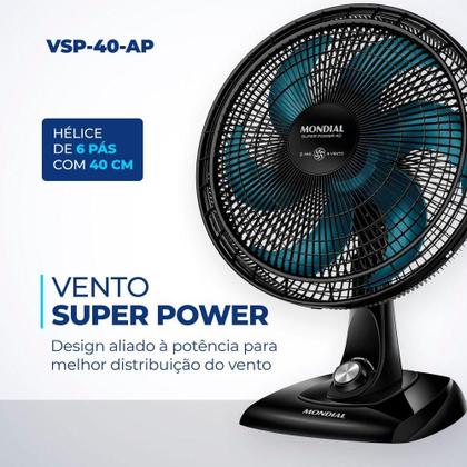 Imagem de Ventilador De Mesa Mondial - 06 Pás - Vsp-40-ap Vent 40cm Vsp-40-ap 220v/60hz Super Power