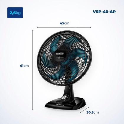 Imagem de Ventilador De Mesa Mondial - 06 Pás - Vsp-40-ap Vent 40cm Vsp-40-ap 220v/60hz Super Power