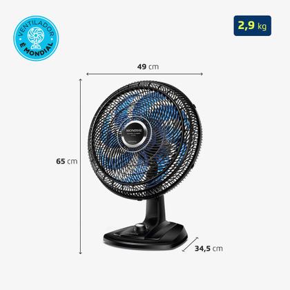 Imagem de Ventilador de Mesa Mondial 40cm Super Turbo 8 Pás Vtx-40-crystal Preto/Azul