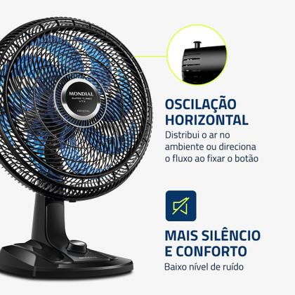 Imagem de Ventilador de Mesa Mondial 40cm Super Turbo 8 Pás Vtx-40-crystal Preto/Azul