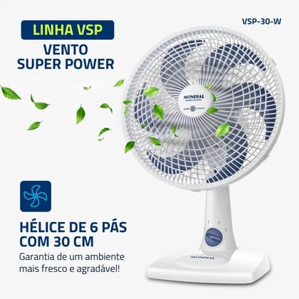 Imagem de Ventilador de Mesa Mondial 6 pás VSP-30-W Super Power