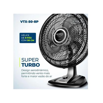 Imagem de Ventilador de Mesa Mondial Preto VTX-50-8P  127 Volts