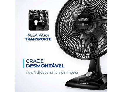 Imagem de Ventilador de Mesa Mondial Super Power  3 Velocidades/6 Pás  Preto  127V  VSP-40-B