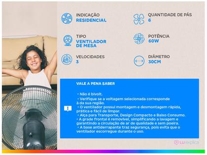 Imagem de Ventilador de Mesa Mondial Super Power VSP-30-W