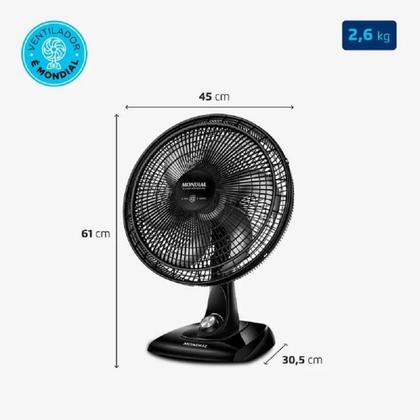 Imagem de Ventilador de Mesa Mondial Super Power VSP-40-B-PL 3 Velocidades 40cm - Preto