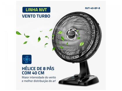 Imagem de Ventilador de Mesa Mondial Turbo NVT-40-8P-B 40cm 8 Pás 3 Velocidades Preto e Prata