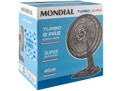 Imagem de Ventilador de Mesa Mondial Turbo NVT-40-8P-B 40cm 8 Pás 3 Velocidades Preto e Prata